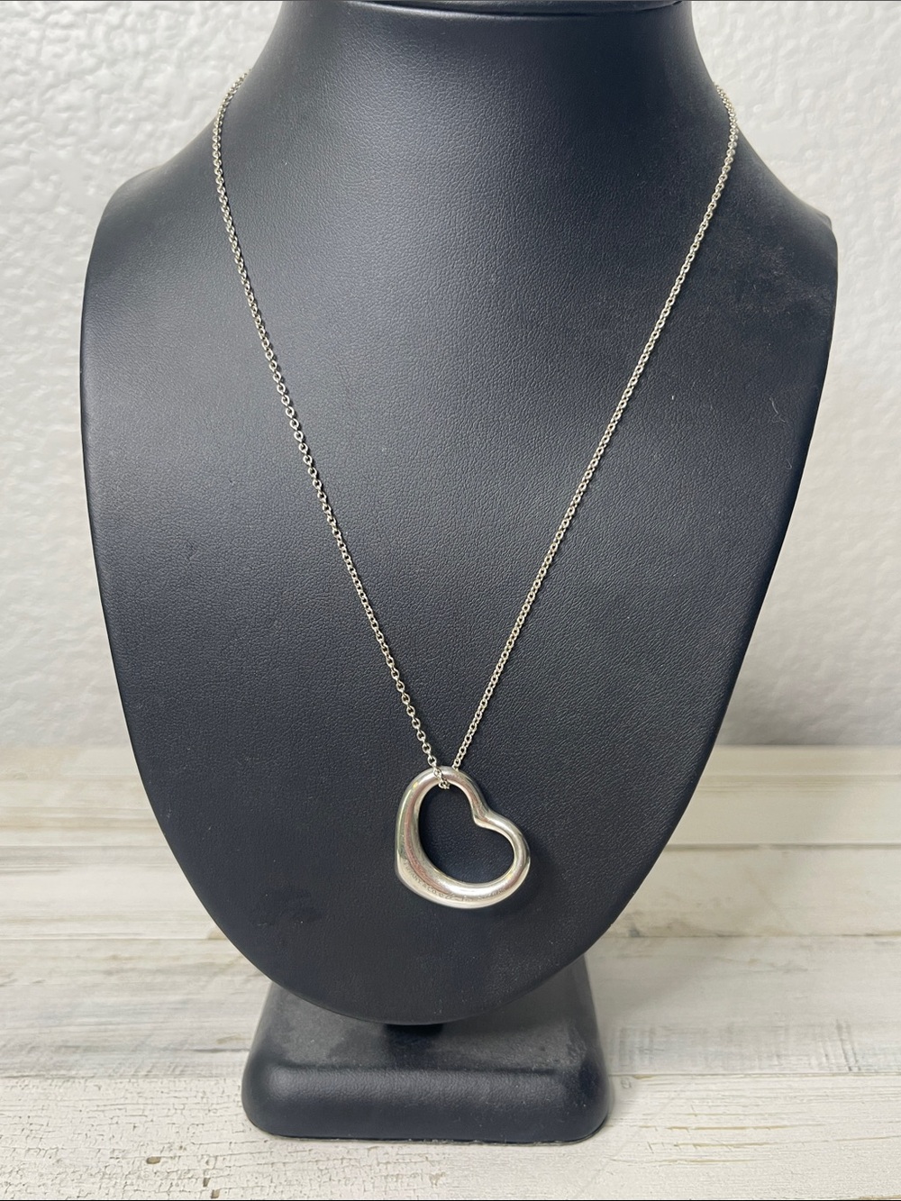 Tiffany & Co Elsa Peretti Open Heart Necklace Sterling Silver 18” Large